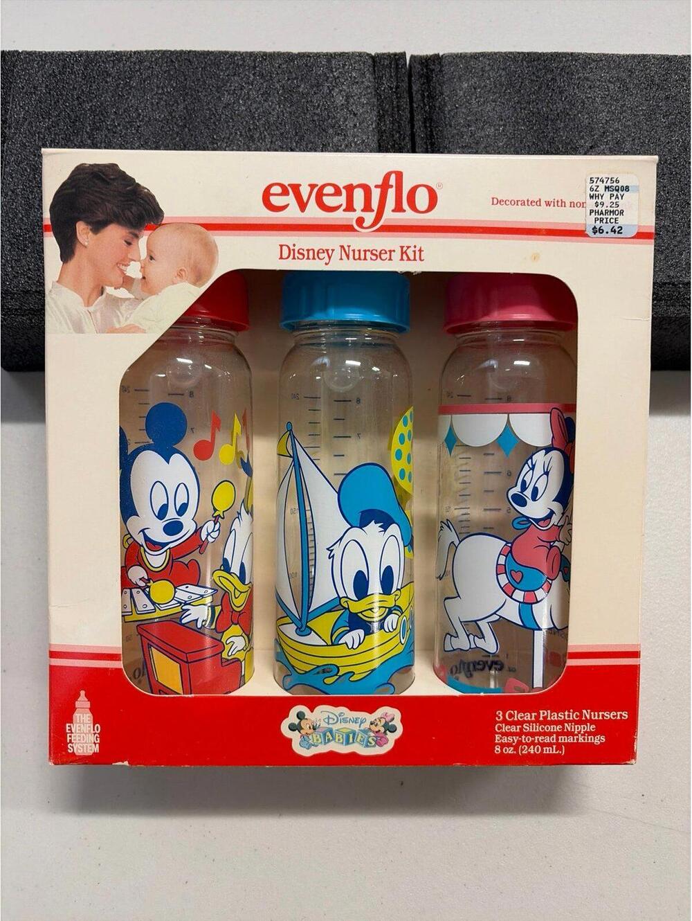 NIB Vintage 90s 1990 Evenflo Disney Babies 3 8oz Baby Bottles Set